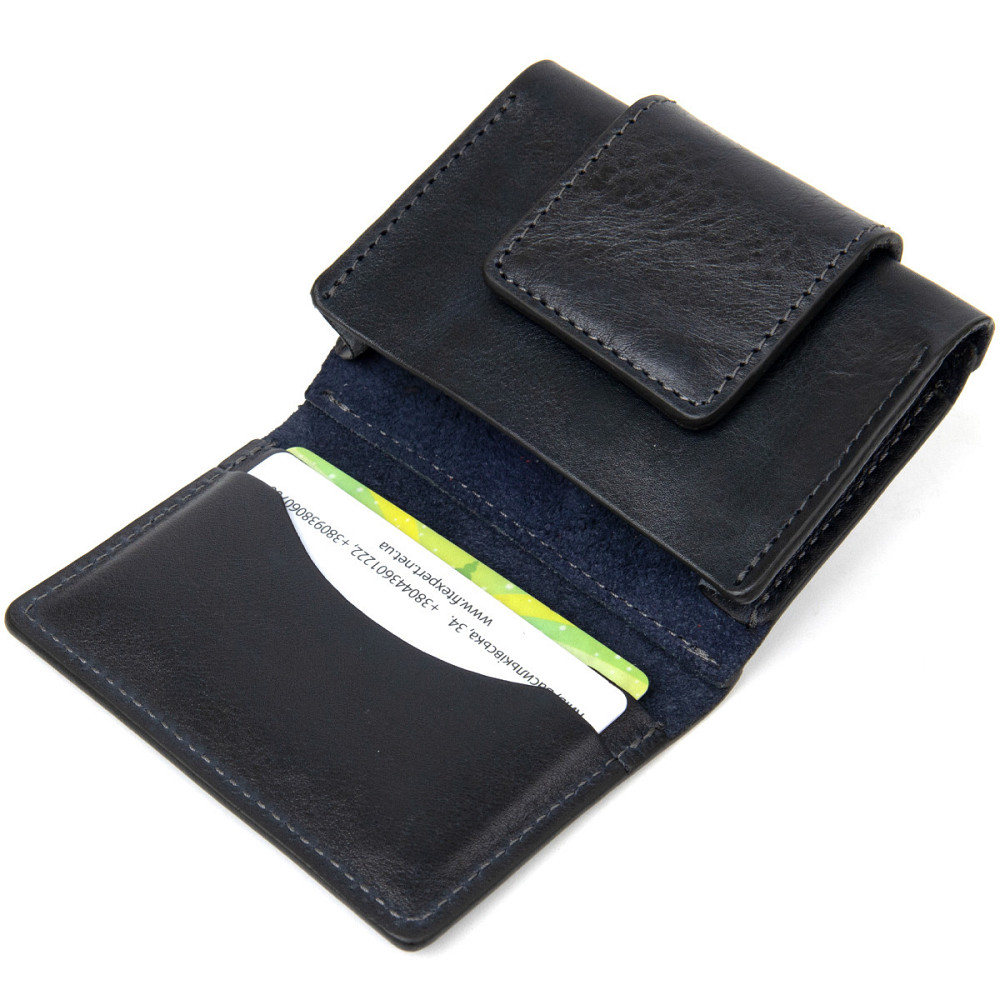 Кожаная визитница унисекс GRANDE PELLE 11338 Темно-синий Киев - изображение 6