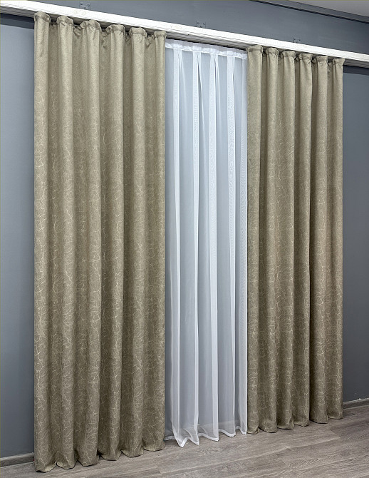 Комплект штор VR-Textil Жакард Viva Marmo № 1779ш Тауп 150х270 см 2 шт (33-0743) Київ - фото 4