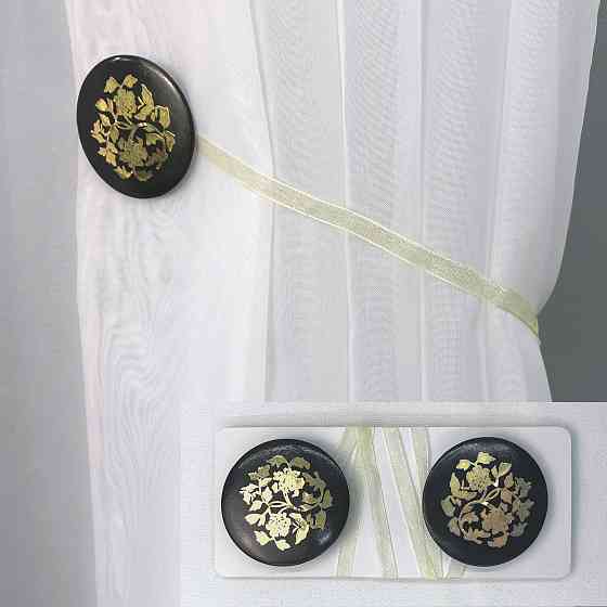 Магніти для штор і гардин Карпати набір 2 шт Чорний з золотистим (81-145) Київ