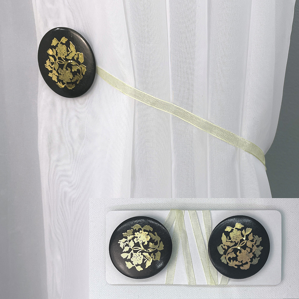 Магніти для штор і гардин Карпати набір 2 шт Чорний з золотистим (81-145) Київ - фото 1