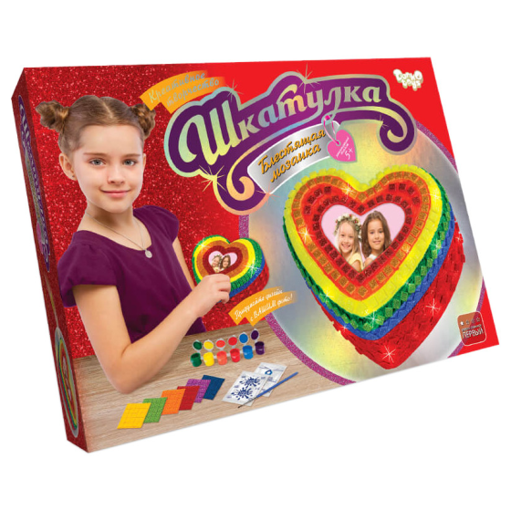 Шкатулка своїми руками Блискуча мозаїка SHR-01-2 для оформлення інтер'єру  Червоний Вінниця