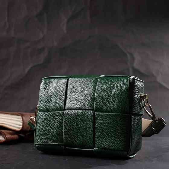 Компактна вечірня сумка для жінок з палітурками з натуральної шкіри Vintage 22312 Зелена Київ