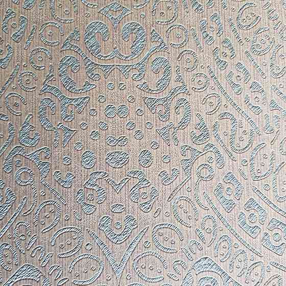 Шпалери метрові вінілові на флізелін Yuanlong Samsara східний стиль вензелі сріблясті на бірюзовому 3д Київ