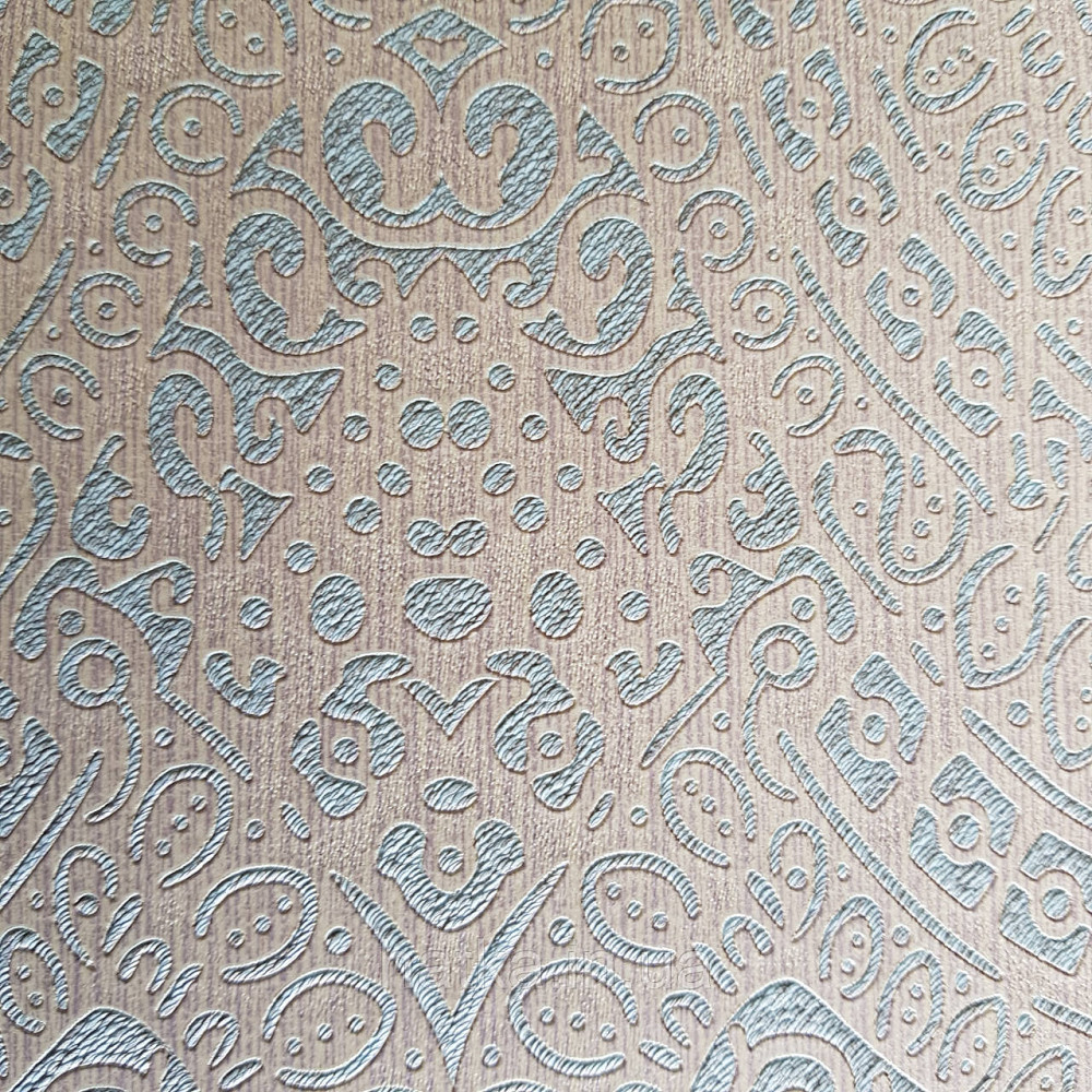 Шпалери метрові вінілові на флізелін Yuanlong Samsara східний стиль вензелі сріблясті на бірюзовому 3д Київ - фото 3