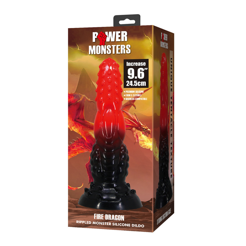 Фаллоимитатор силиконовый Power Monsters Fire Dragon на присоске, черно-красный, 5.5 см х 24.5 см Sex Aura Киев - изображение 8