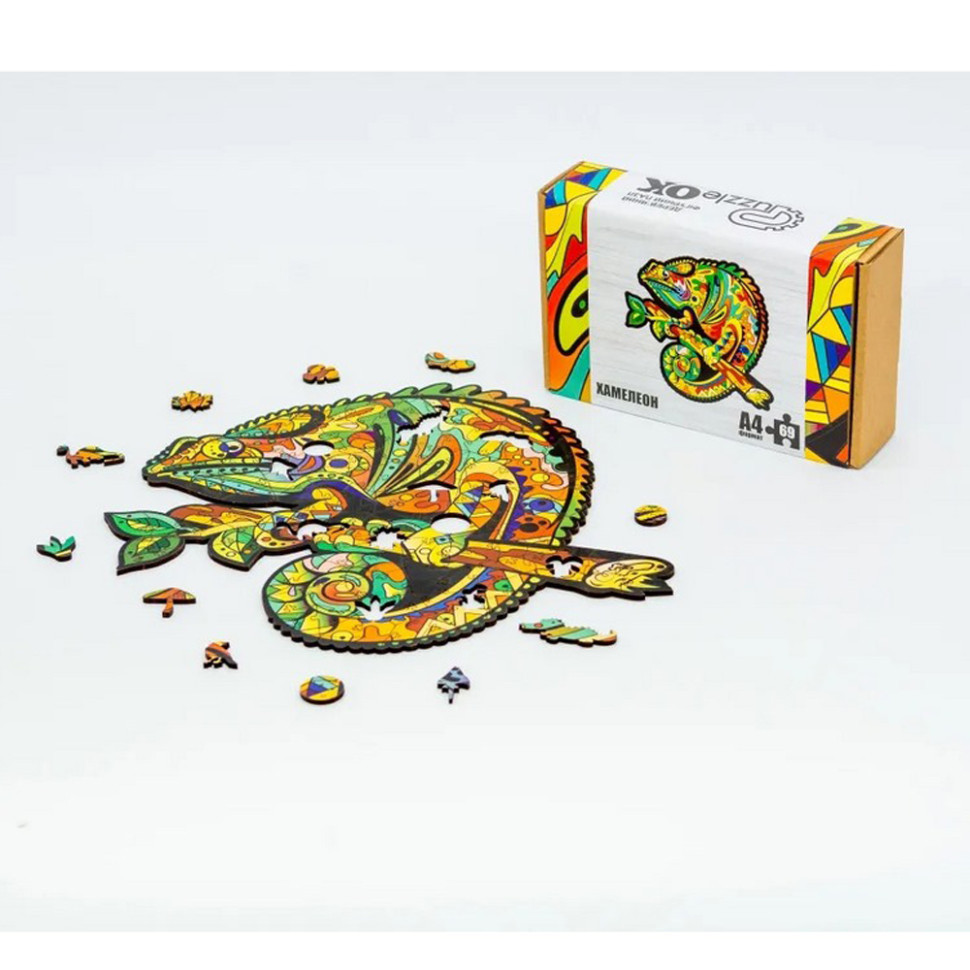 Фигурный деревянный пазл A4 Хамелеон PuzA4-01746, 69 деталей Винница - изображение 2
