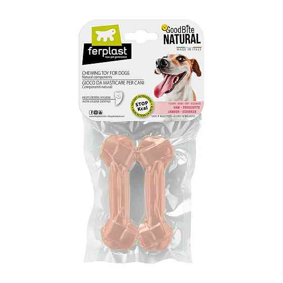 Жевательная косточка для собак с ароматом ветчины Ferplast GoodBite Natural Ham (Ферпласт ГудБайт Нэчурал) S - 40 гр. х 2 шт. - 11 x 3,6 x h 1,7 cm Запорожье