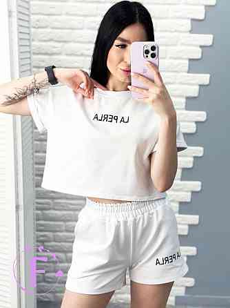 Костюм спортивний з шортами "La perla" оптом | Розпродаж моделі Білий, 42-44 Київ