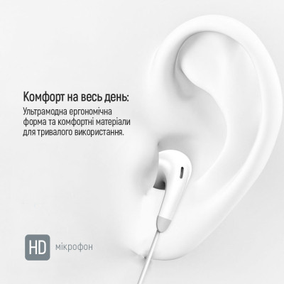Наушники ColorWay 3.5 mm Wired Earphone Sound Wave White (CW-WD04WT) Винница - изображение 9