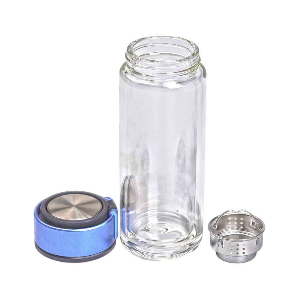 Термос стеклянный с двойными стенками и ситечком 330 мл синий HP-14-39BL Киев - изображение 5