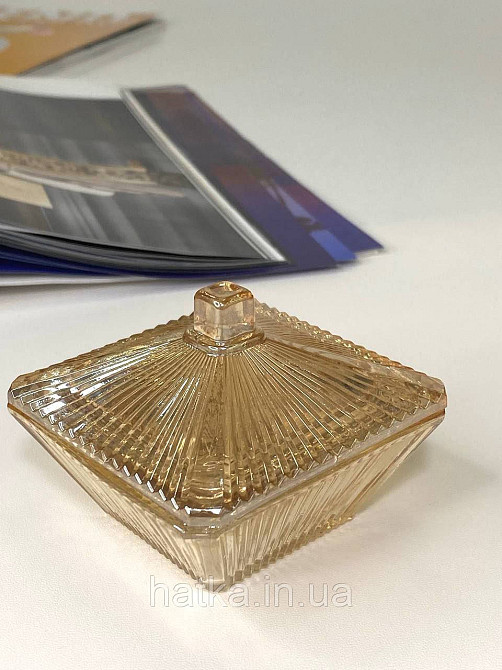 Цукорниця ємність для зберігання скляна "Золота Нефертіті" 60 мл к'янтарне товсте скло Київ - фото 2