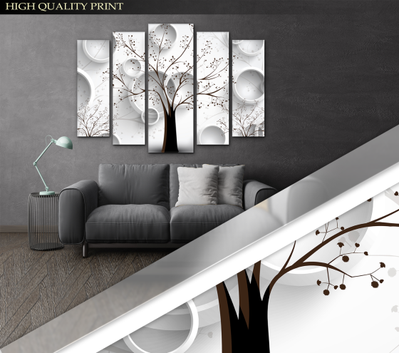 Модульна картина у вітальню / спальню Абстракція Дерево Art-408_5 ( 80х118см ) Київ