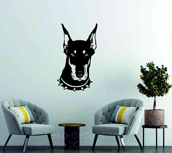 Декоративное настенное Панно «Доберман», Декор на стену 70*40 см, Черный Киев