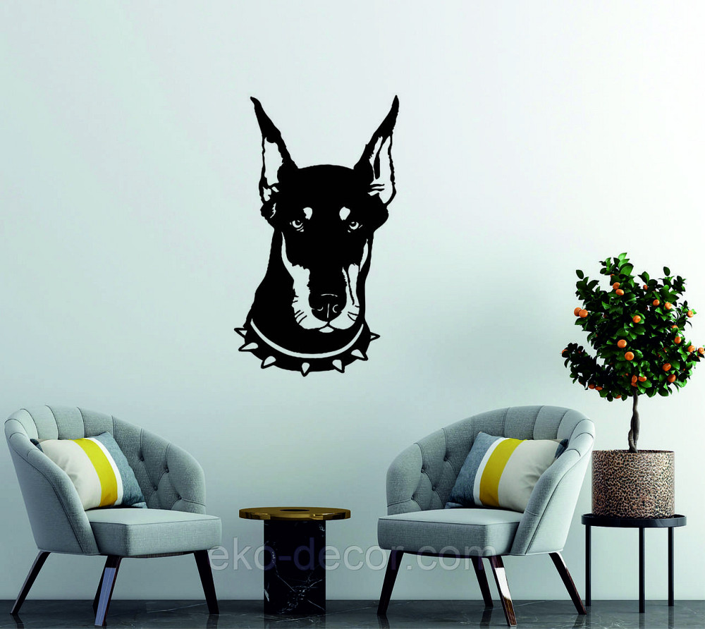 Декоративное настенное Панно «Доберман», Декор на стену 70*40 см, Черный Киев - изображение 2