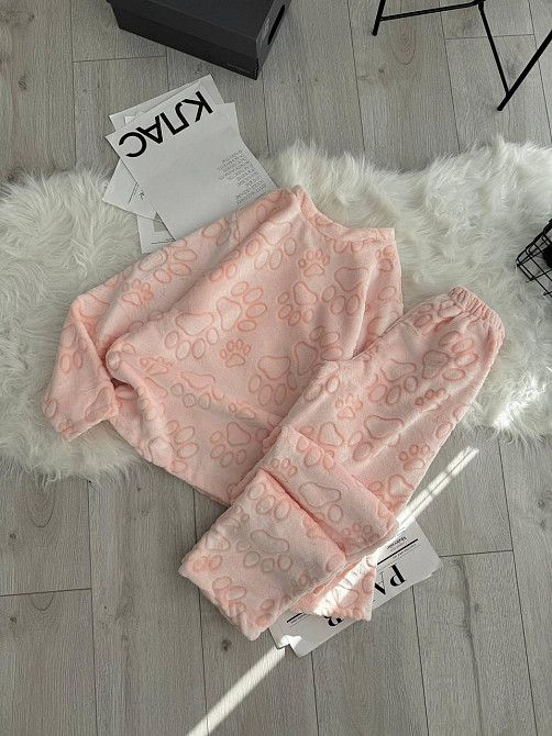 Жіноча тепла повсякденна махрова піжама турецька двостороння махра Персик, 42/44 Одеса - фото 6