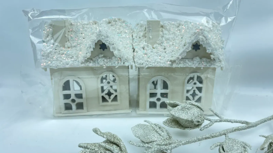 Набор декоративных новогодних домиков из дерева 5×10×12 (см) елочная подвеска Молочный 28124201 SBR Киев