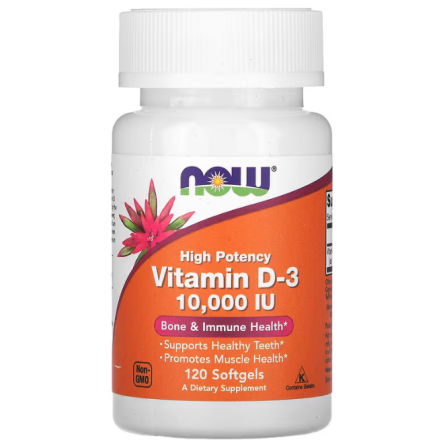 Вітамін Д-3, Vitamin D-3, Now Foods, високоефективний, 10000 МО, 120 капсул Київ