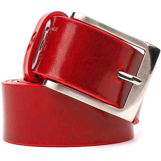 Стильный женский ремень под джинсы из натуральной кожи Grande Pelle 21454 Красный Киев