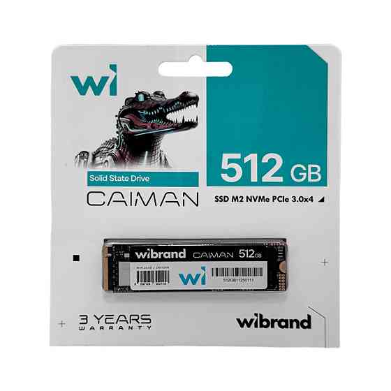 Накопичувач SSD M.2 Wibrand Caiman 512GB NVMe 2280 PCIe 3.0 3D NAND Київ