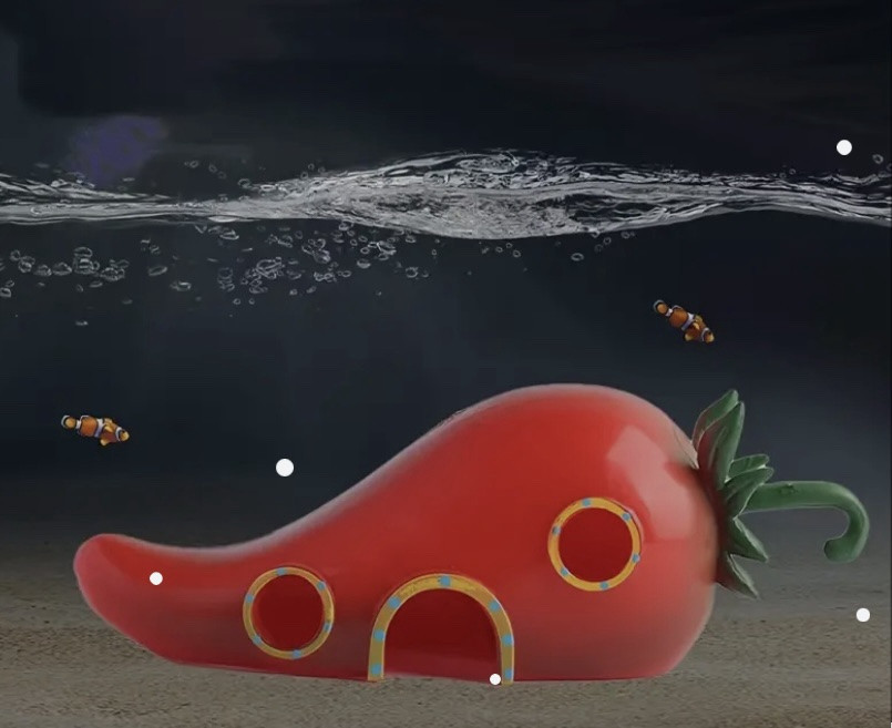 Декор для акваріума Будинок Перець акваріумний пейзаж 19 на 7 на 6 см пластик червоний Київ - фото 3