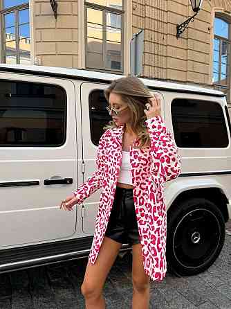 Жіноча подовжена оверсайз сорочка в анімалістичний принт щільний джинс Одеса