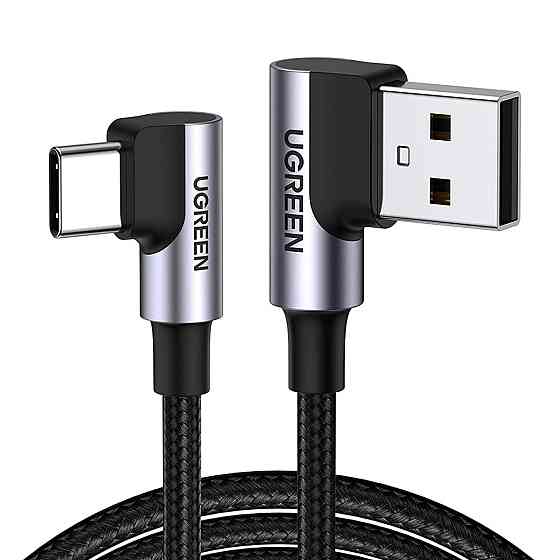 Угловой кабель Ugreen Angled USB 2.0 A to Type-C US176 20857 (Черный, 2м) Николаев