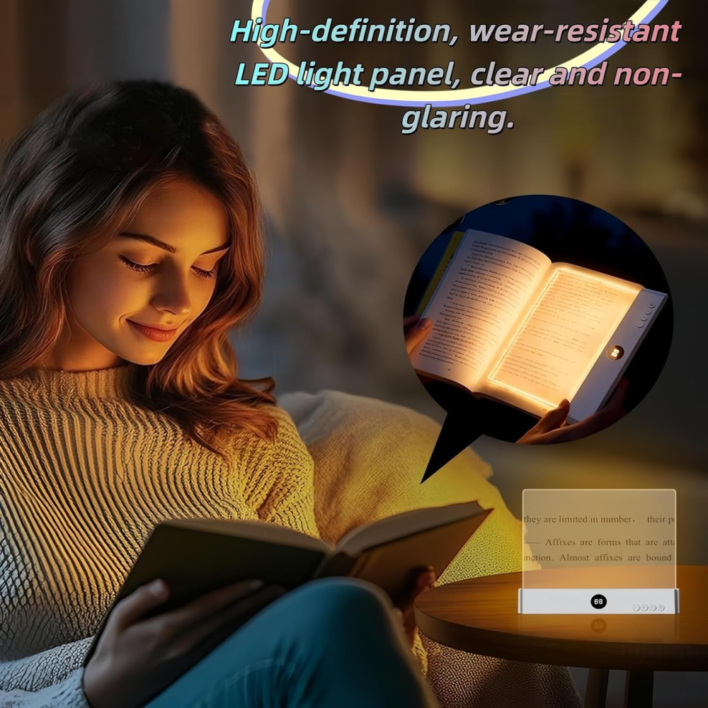Уценка Плоская лампа для чтения книг USB, 3 цвета 3000–6500K, плавное затемнение 25–100%, таймер 1–99 мин, белая Киев - изображение 4