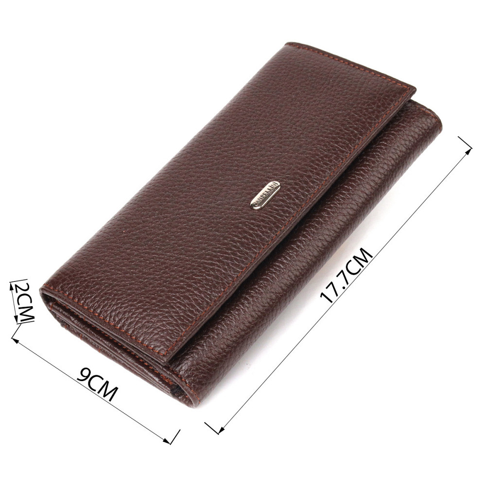 Жіночий зручний гаманець з натуральної зернистої шкіри Коричневий (CANPELLINI) Київ - фото 7