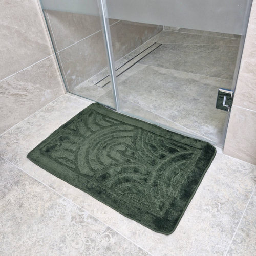 Набір килимків для ванної 50*80см+40*50см U-виріз Орнамент Econom зелений поліпропілен Дариана Житомир - фото 3