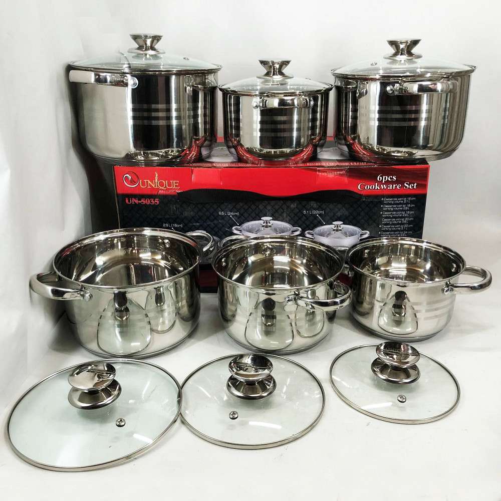 Комплект металевих каструль UNIQUE UN-5035, Фірмові набори каструль Набір вищої якості OW-73 Львів - фото 14