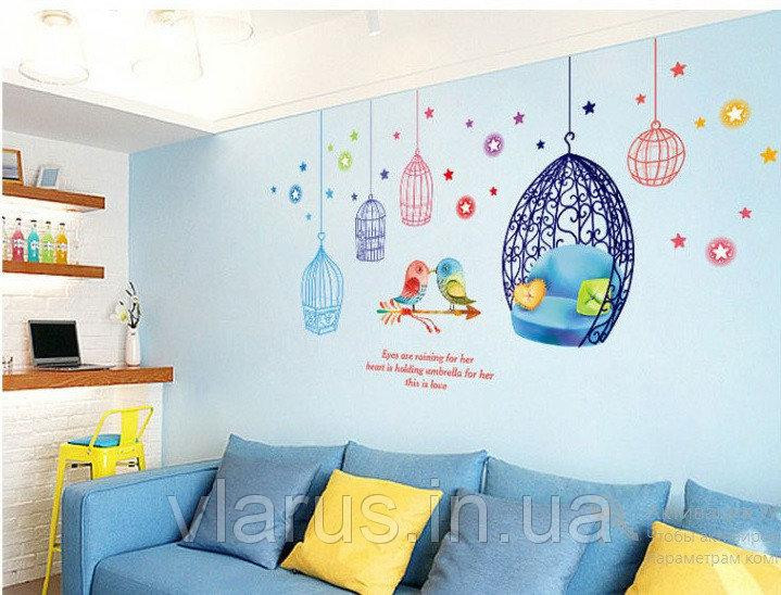 Інтер'єрна наклейка у спальні Пташки з клітинами Київ - фото 6