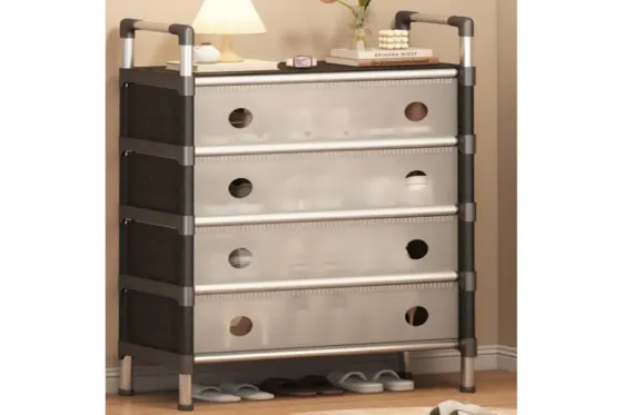 Полка для обуви SKLM-33-LT6205 черна-белая 4 полки Коломия