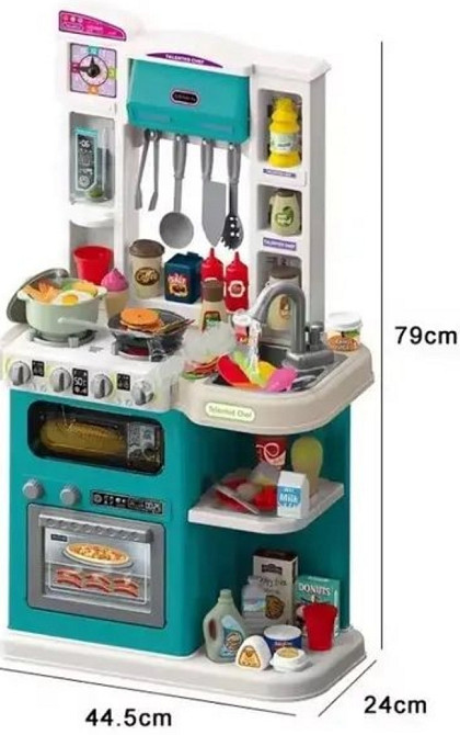 Велика інтерактивна дитяча кухня 80 см,з Парою,водою,звук,92 аксесуари. Харків - фото 1