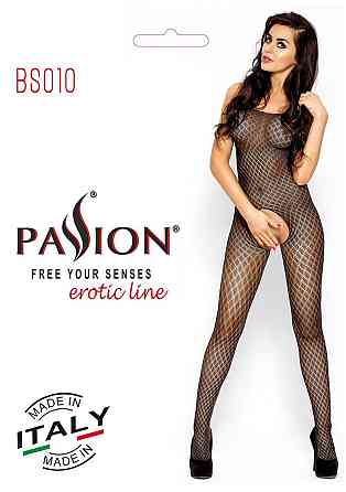 Бодистокинг Passion BS010 black, комбинезон, мелкая сеточка Sex Aura Киев