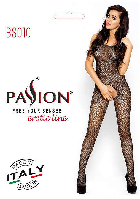 Бодистокинг Passion BS010 black, комбинезон, мелкая сеточка Sex Aura Киев - изображение 4
