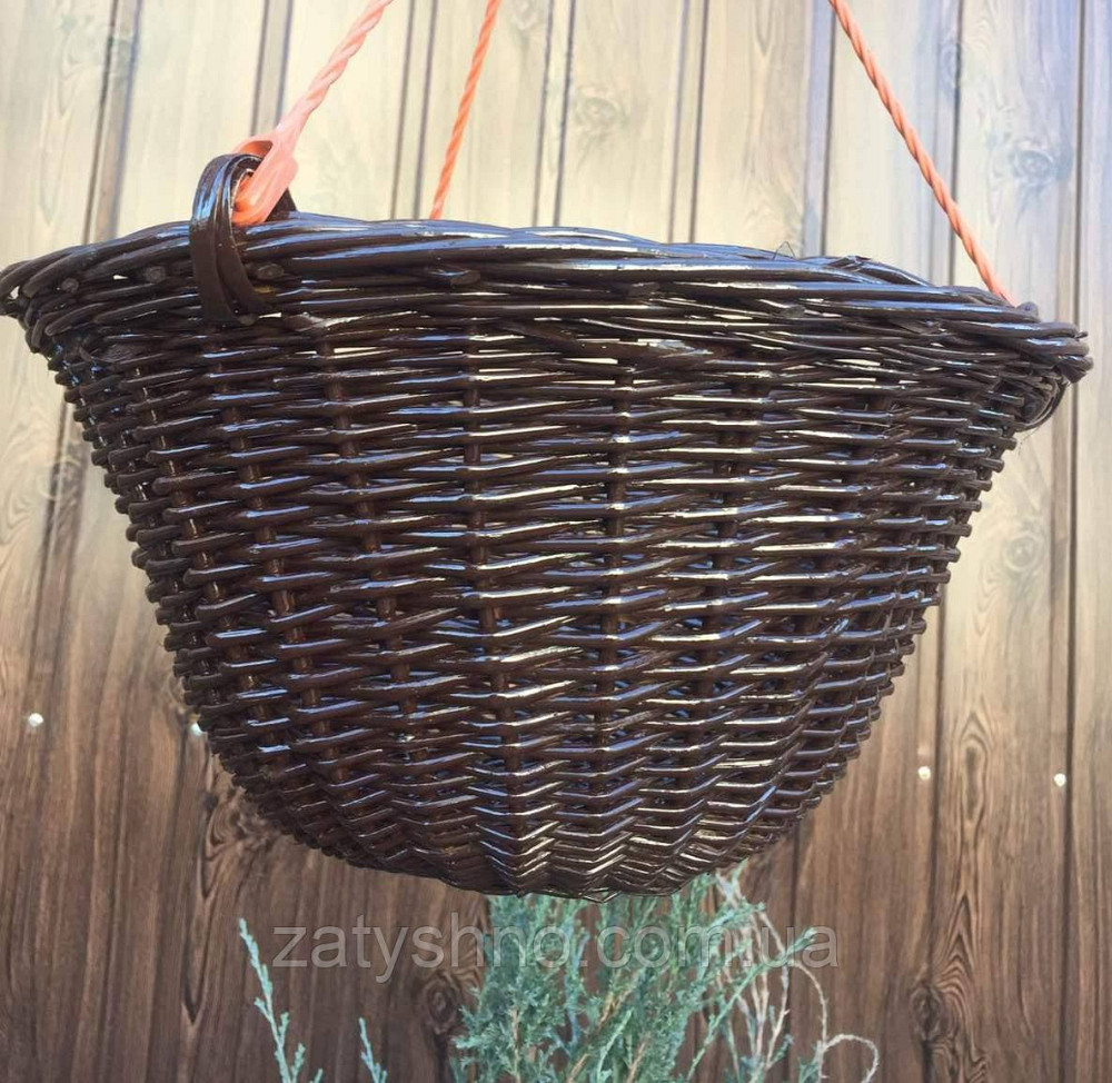 Кашпо плетене для вазону коричневе Київ - фото 6