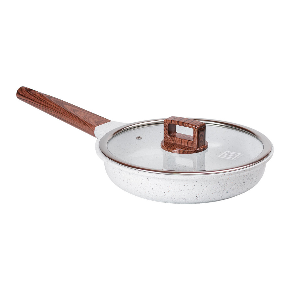 Алюмінієва сковорода з керамічним покриттям антипригарним 2 л Ø 24 см біла MGC HP-4-466 Коломия - фото 1