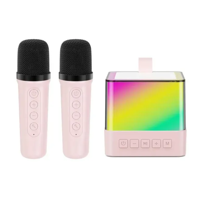 Портативная Bluetooth колонка K18 с LED подсветкой 2 микрофона розовый Коломыя - изображение 1