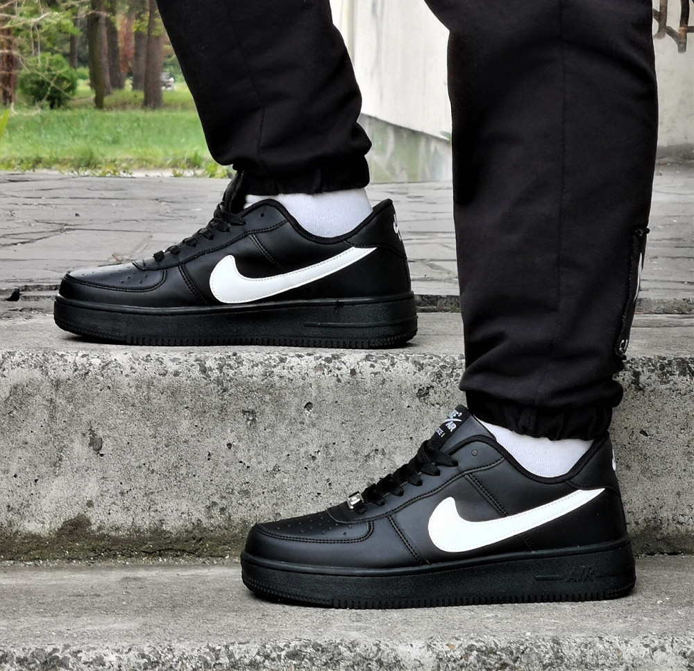 Кроссовки Nike Force Черные Мужские Кожаные Найк Форсы (размеры: 41,42,43,44,45) Видео Обзор Днепр - изображение 1