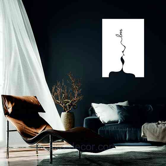 Декоративне настінне 3D Панно «Силует пари», Декор на стіну з об'ємом 50*36 см, Білий Київ