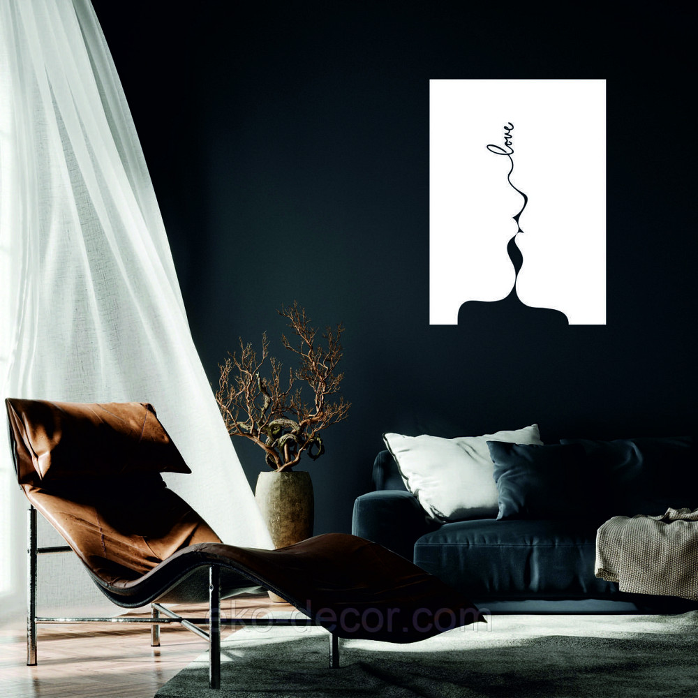 Декоративне настінне 3D Панно «Силует пари», Декор на стіну з об'ємом 50*36 см, Білий Київ - фото 1