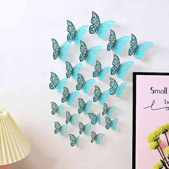 Метелики на стіну інтер'єрні 12 штук бірюзовий Київ