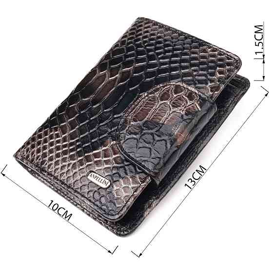 Вместительный вертикальный женский кошелек из натуральной кожи с тиснением под змею CANPELLINI 21676 Разноцветный Киев