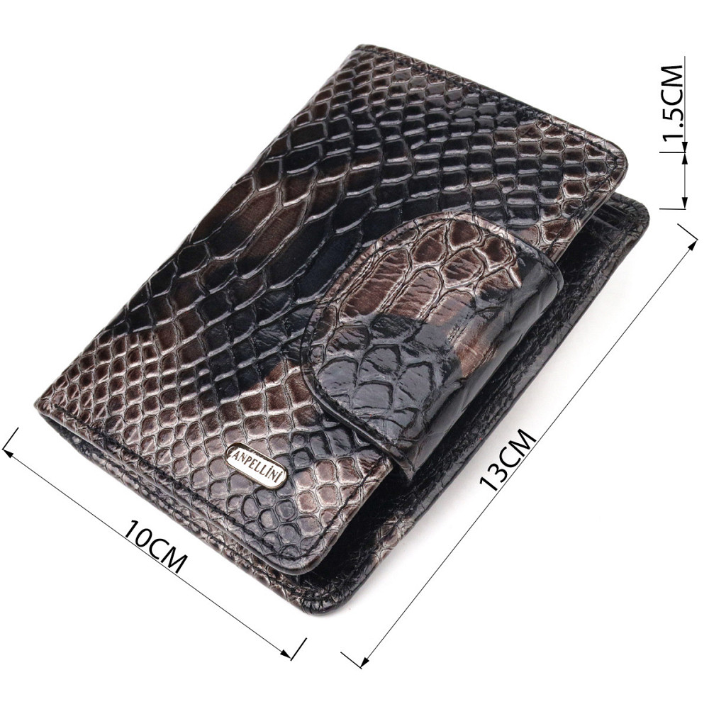 Вместительный вертикальный женский кошелек из натуральной кожи с тиснением под змею CANPELLINI 21676 Разноцветный Киев - изображение 3