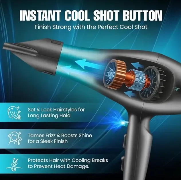 Профессиональный мощный фен для волос VGR V-455 с холодным и горячим воздухом 2400 Вт Коломия - фото 7