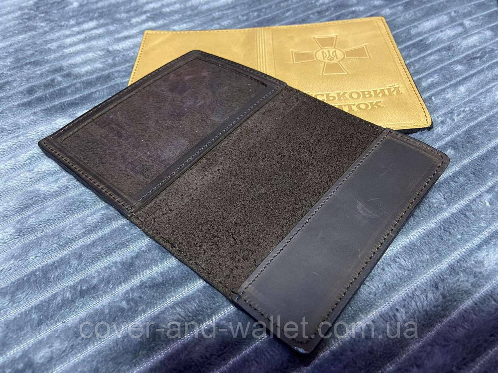 Обкладинка для військового квитка із вінтажної шкіри коричневого кольору Puos Київ - фото 2