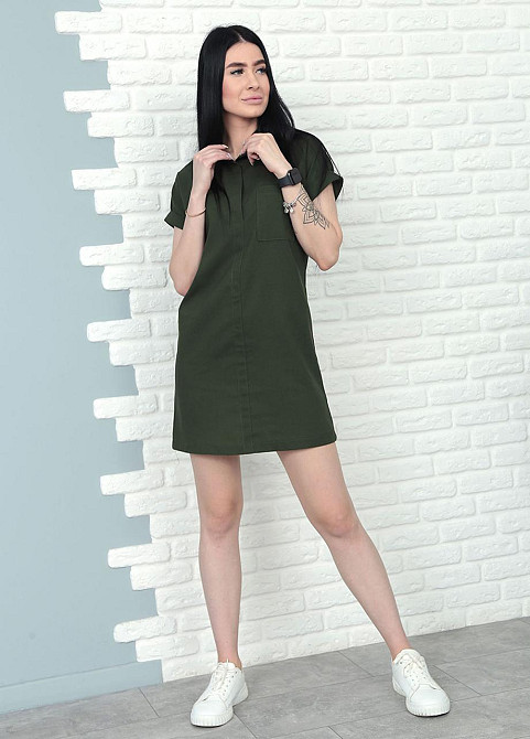 Жіноча лляна сукня літня "Avrora" оптом та по дропшипінгу | Норма 46-48, Хакі Київ - фото 7