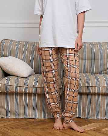 Жіночі піжамні штани-бежеві картаті Nicoletta 1126Ш S Київ