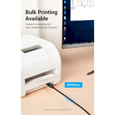 Кабель для принтера USB 2.0 CM/BM 2.0m 2.4А 480Mbps Vention (CQUBH) Винница - изображение 10