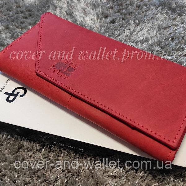 Большой красный женский кошелек ручной работы на магнитах Grande Pelle Festa Киев - изображение 1